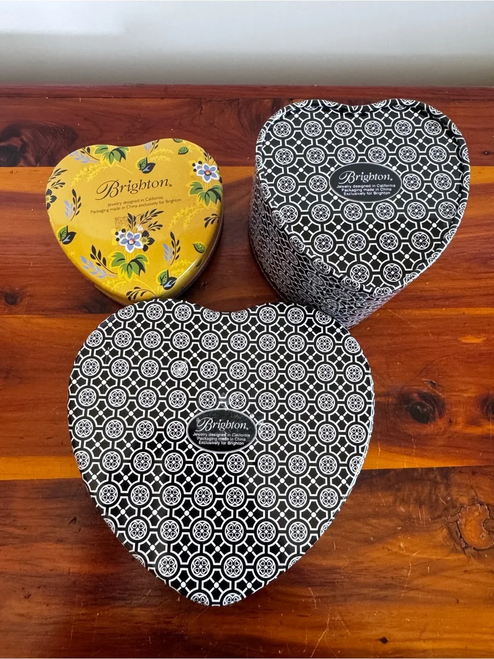 Brighton Heart Tin Box Lot of 3 Jewelry Keepsake Storage Boxes